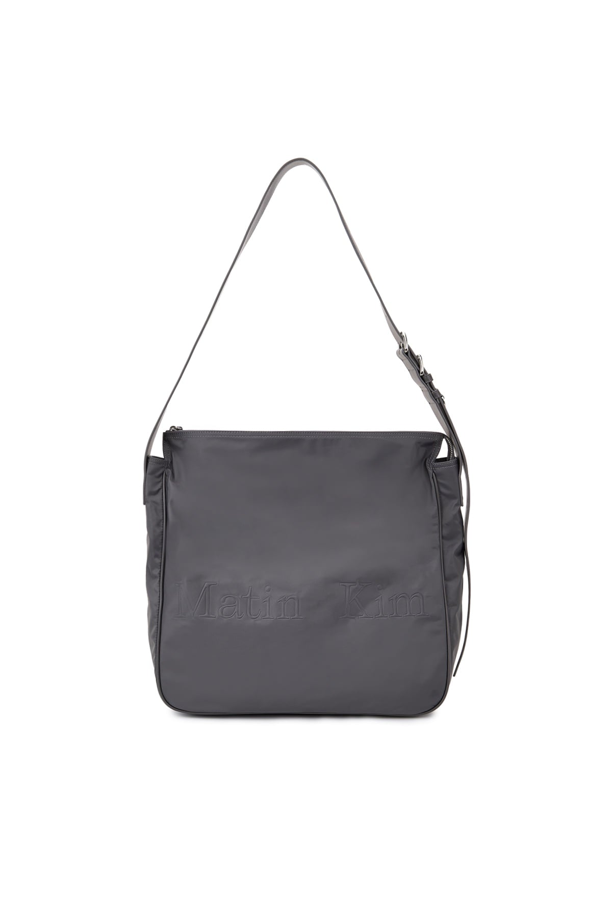 Matin Kim Embossed Logo Fabric Shoulder Bag - Charcoal