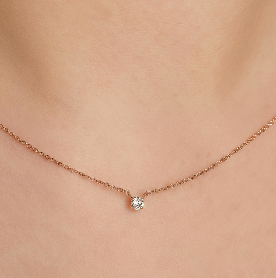 LLOYD 16439773 image 1: 【Pre-Order】LLOYD Silver 925 Essential 4 Prong Diamond Necklace - Pink Gold