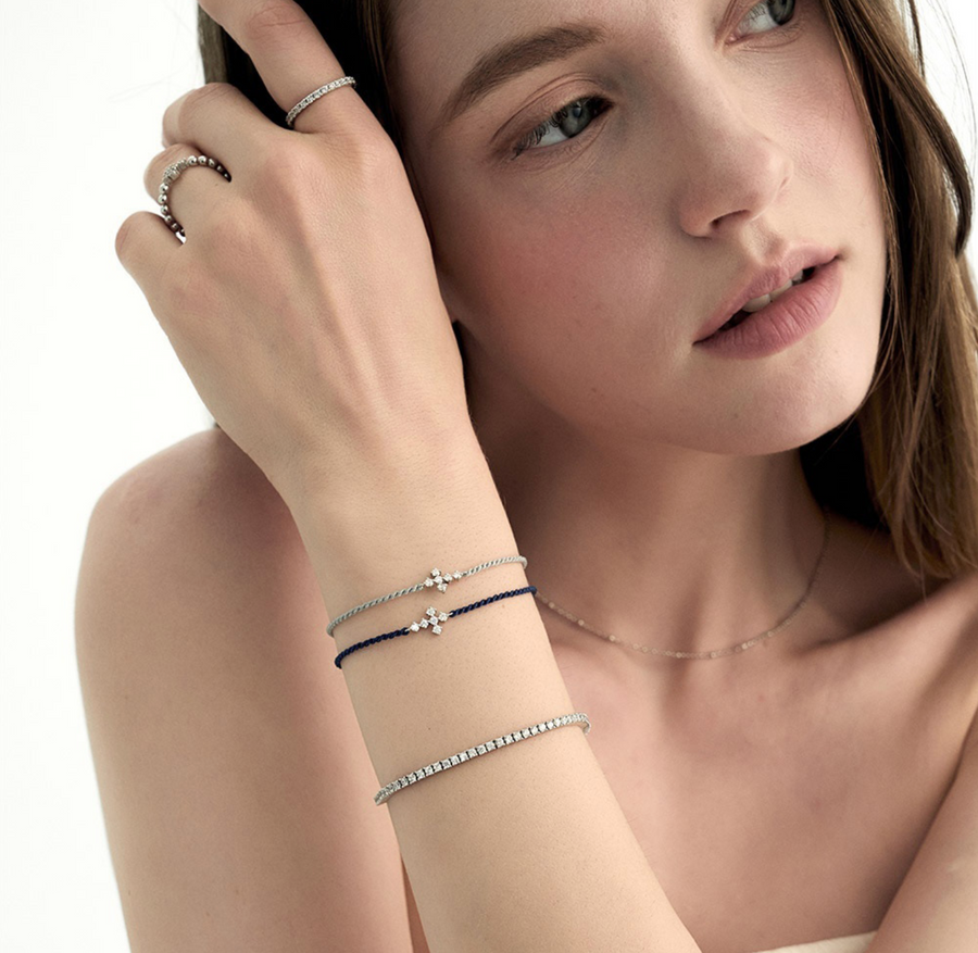 LLOYD Essential Moissanite Cross Cord Bracelet 925silver