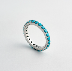 LLOYD Timeless White Turquoise Tennis Ring 925 Silver