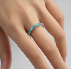LLOYD Timeless White Turquoise Tennis Ring 925 Silver