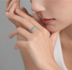 LLOYD Timeless White Turquoise Tennis Ring 925 Silver