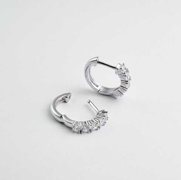 LLOYD Half Tennis One-Touch Ring Earrings 3mm S925