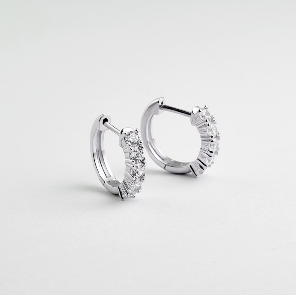 LLOYD Half Tennis One-Touch Ring Earrings 3mm S925