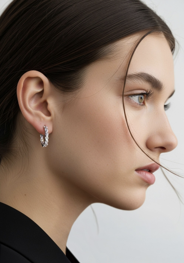 LLOYD Eternity Tennis One-Touch Ring Earrings 3mm S925