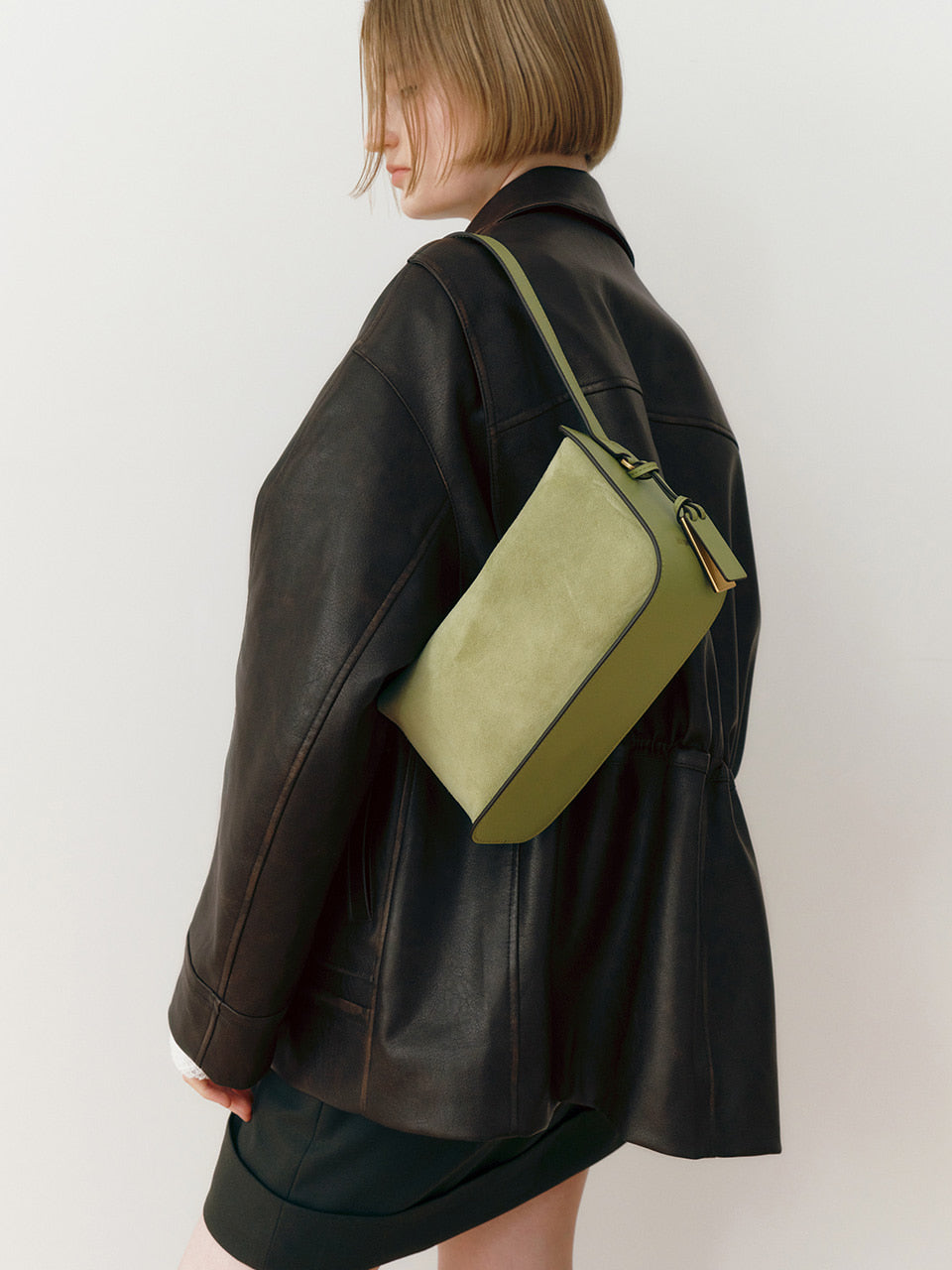 JOY GRYSON Crescent Shoulder Bag Suede - LW5AD1740-LG