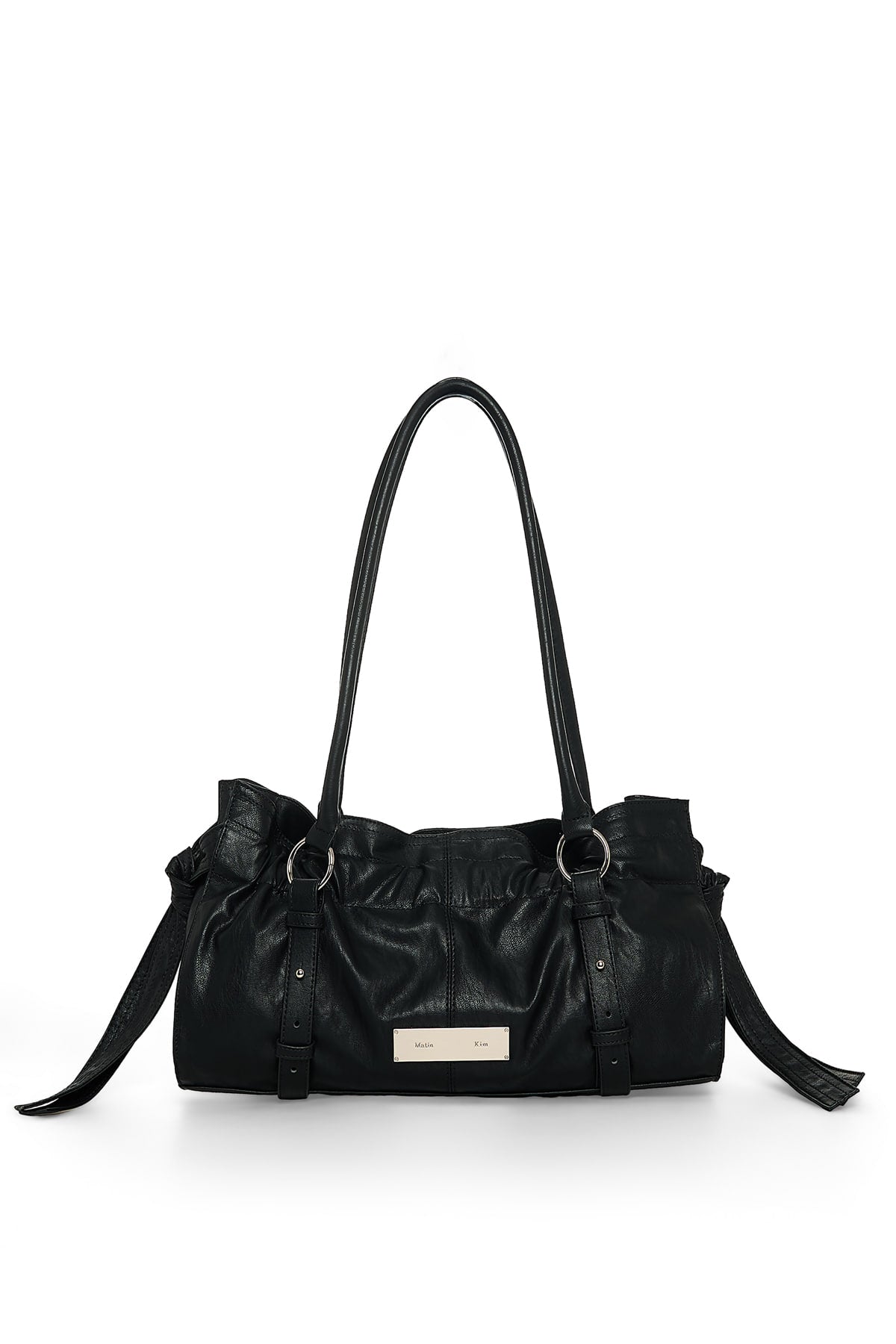 Matin Kim Shirring Tie Buckle Shoulder Bag - Black