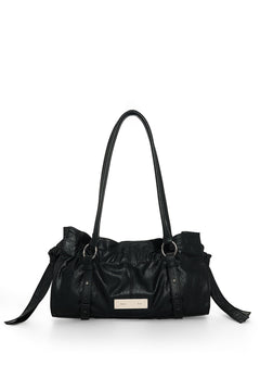 Matin Kim Shirring Tie Buckle Shoulder Bag - Black