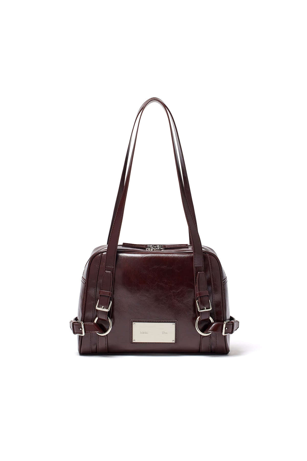 Matin Kim Biker Detail Square Shoulder Bag - Dark Brown
