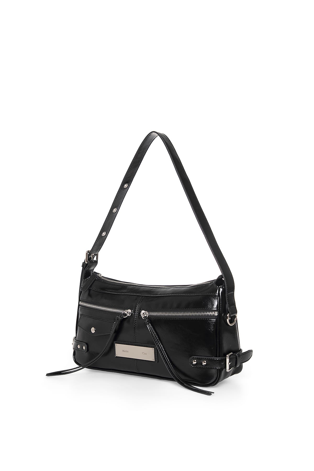Matin Kim Side Buckle Biker Shoulder Bag - Black