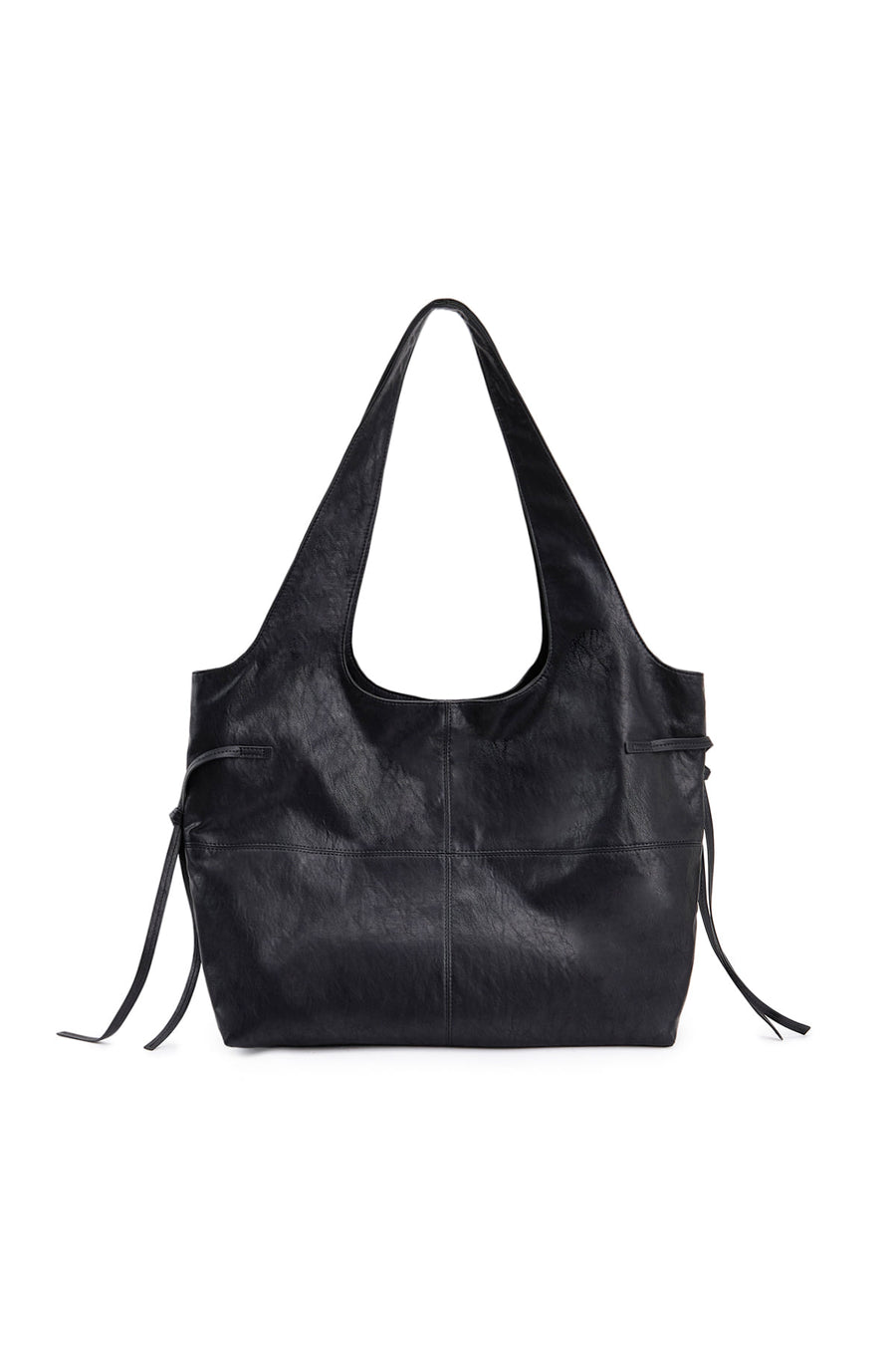 Matin Kim Side String Leather Big Shoulder Bag - Black