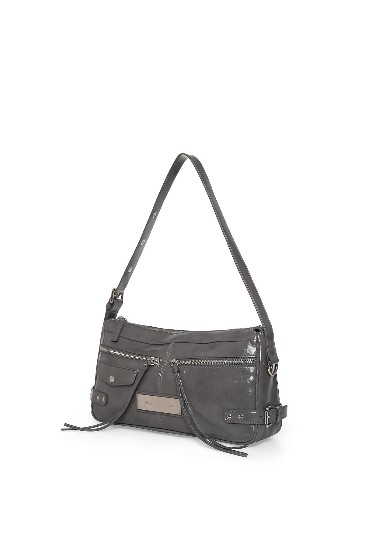 Matin Kim Side Buckle Biker Shoulder Bag - Charcoal