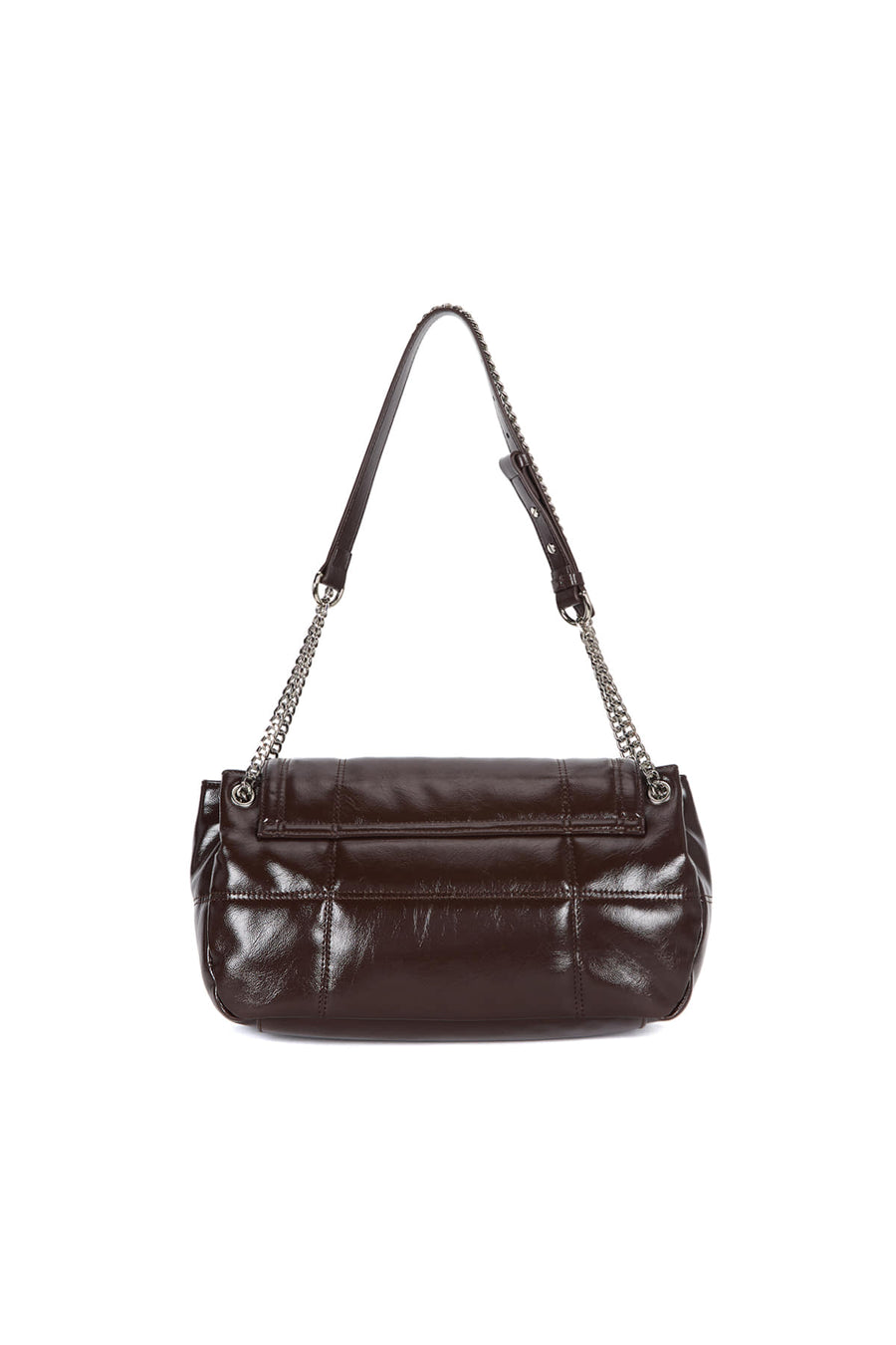 Matin Kim Glossy Quilting Medium Chain Bag - Dark Brown