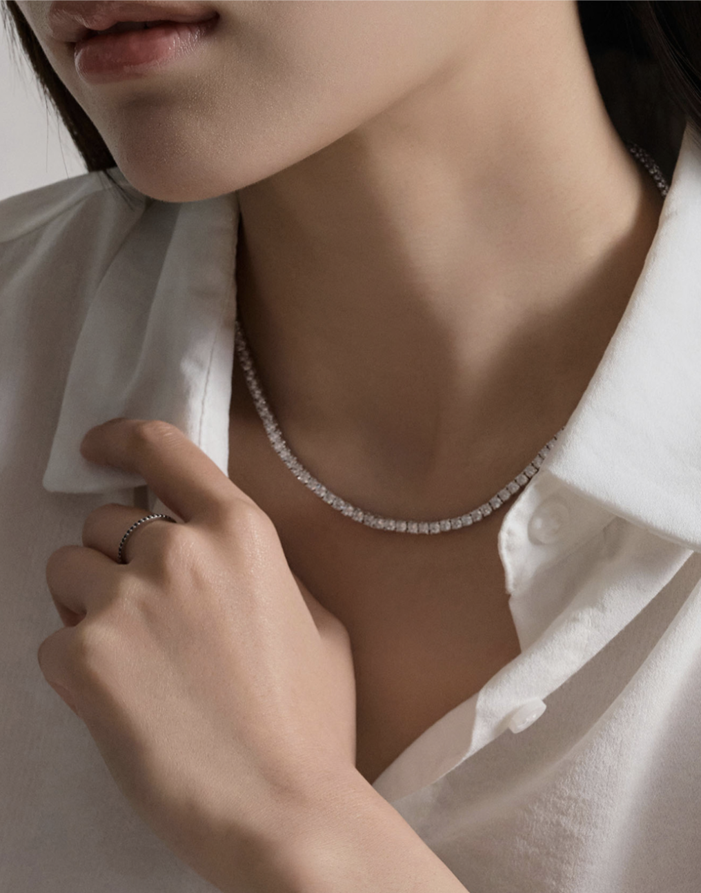 LLOYD 15400919 image 1: 【Pre-Order】Brass Lloyd 3mm Tennis Neckless (42cm) 镀银项链