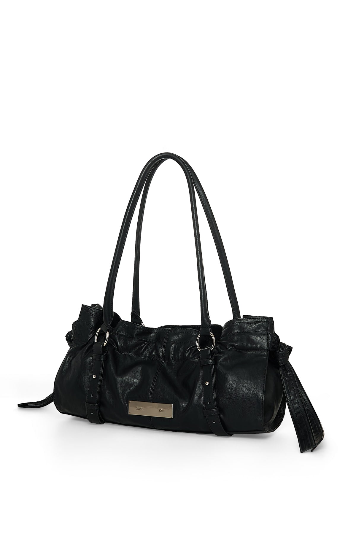 Matin Kim Shirring Tie Buckle Shoulder Bag - Black