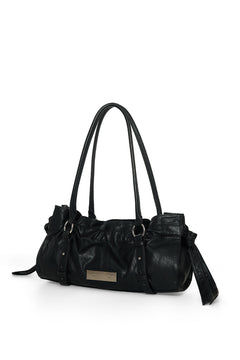 Matin Kim Shirring Tie Buckle Shoulder Bag - Black