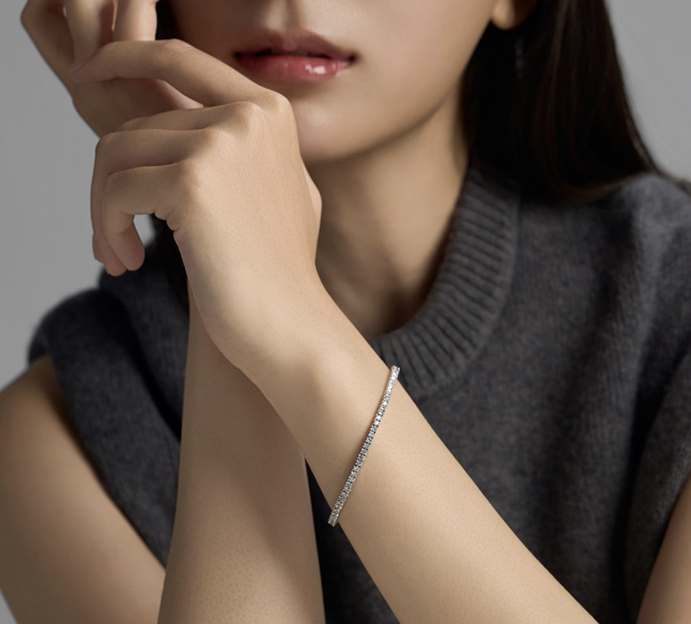 LLOYD 15703033 image 1: 【Pre-Order】Brass Lloyd White Timeless 2MM Basic Tennis Bracelet (S) 镀银网球手链