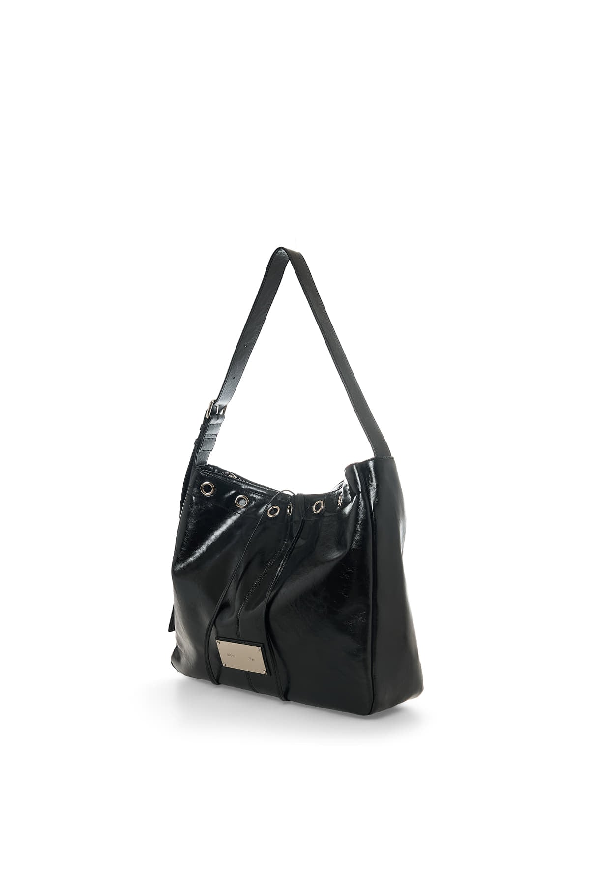 Matin Kim Matin Eyelet Point Layered Big Shoulder Bag - Black