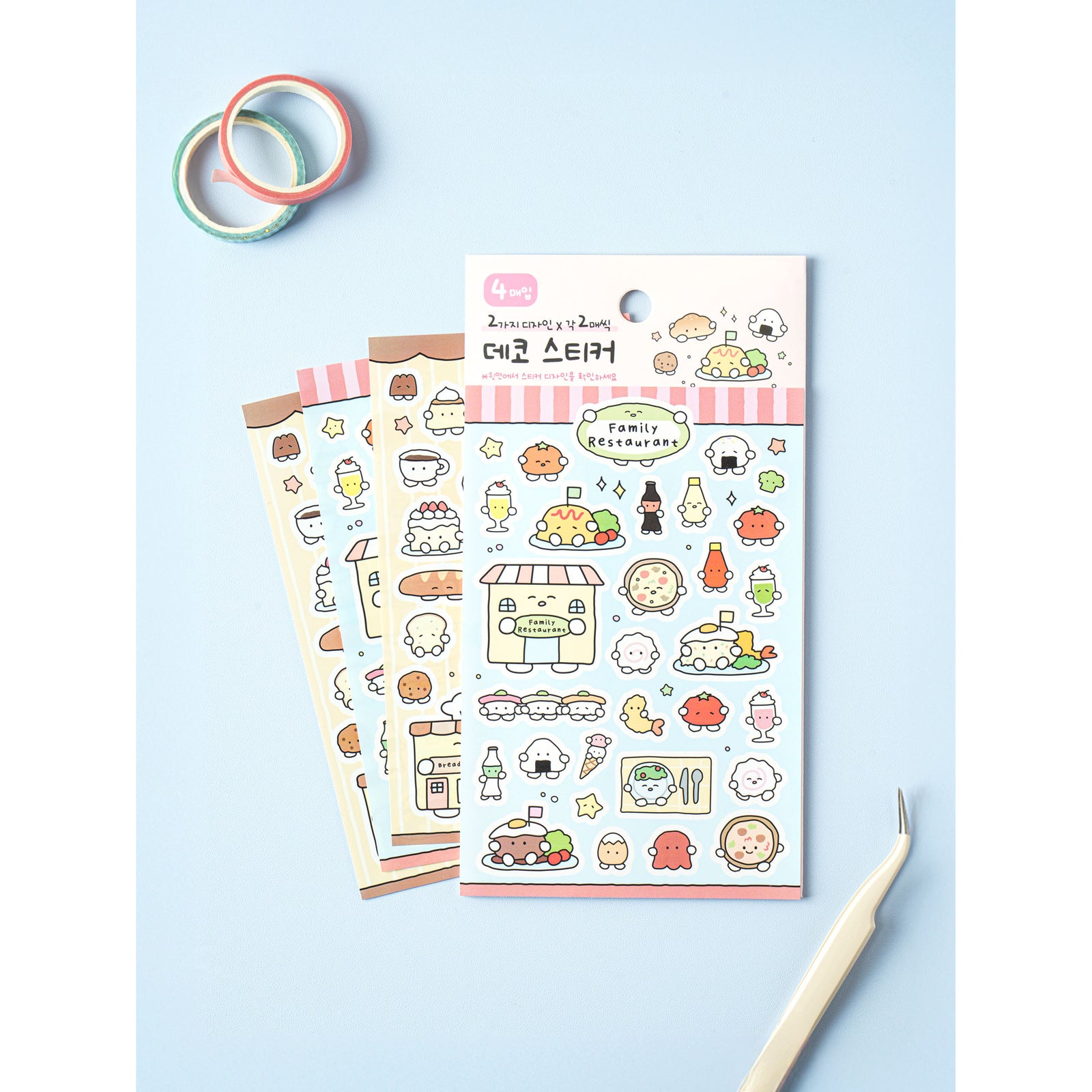 Daiso Korea Food Stickers 4 sheets – front packaging