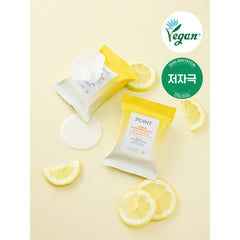 Daiso Korea Point Lemon Carbonated Water Perfect Lip & Eye Remover Pads 35 sheets – front packaging