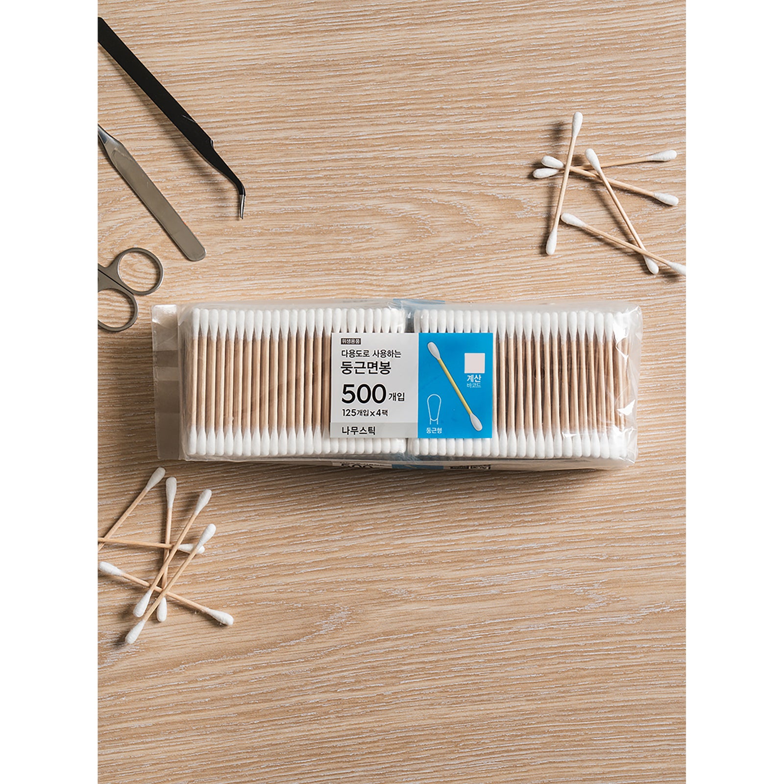 Daiso Korea Round Cotton Swabs 500pcs – front packaging