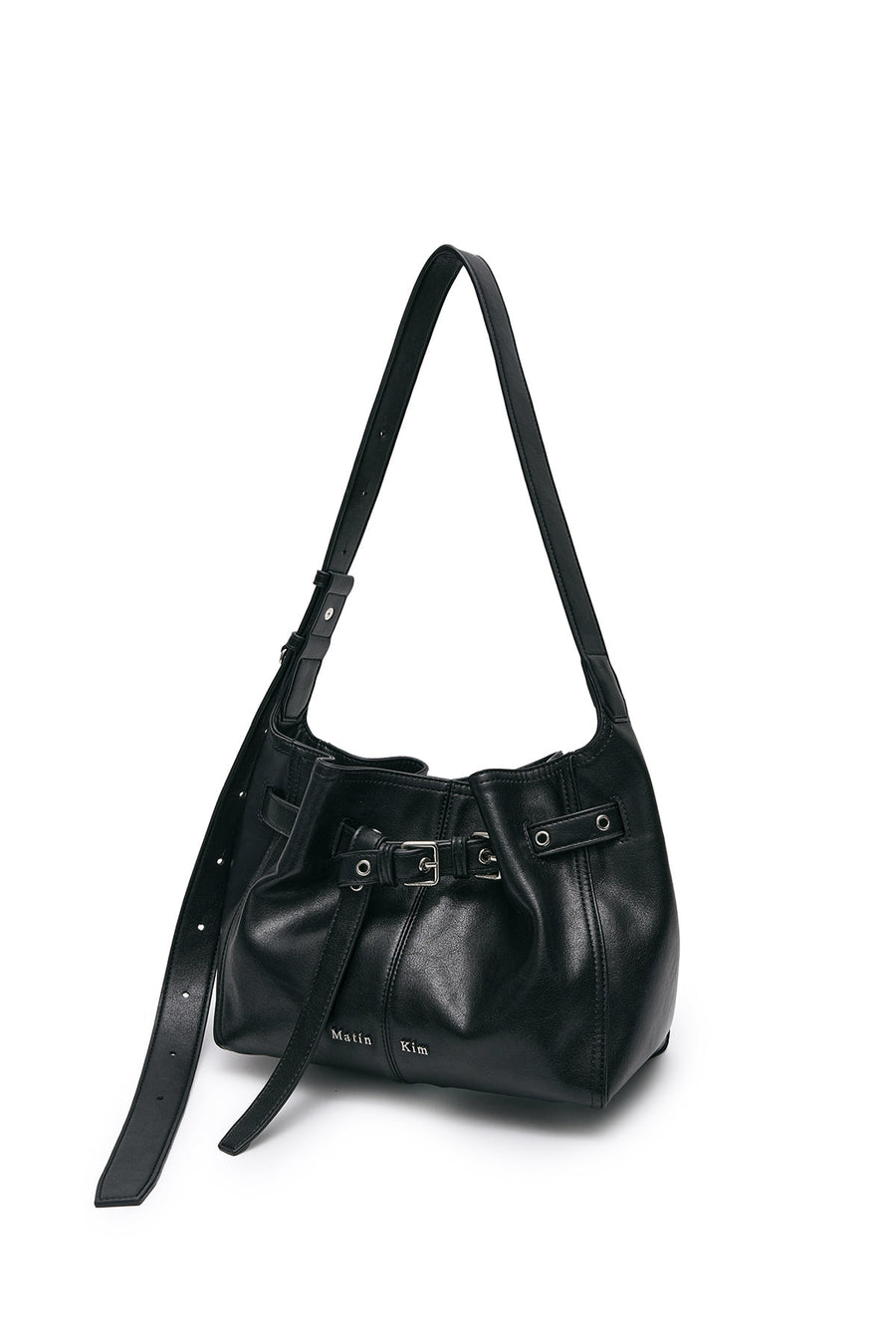 Matin Kim Belted Volunn Small Bucket Bag - Black