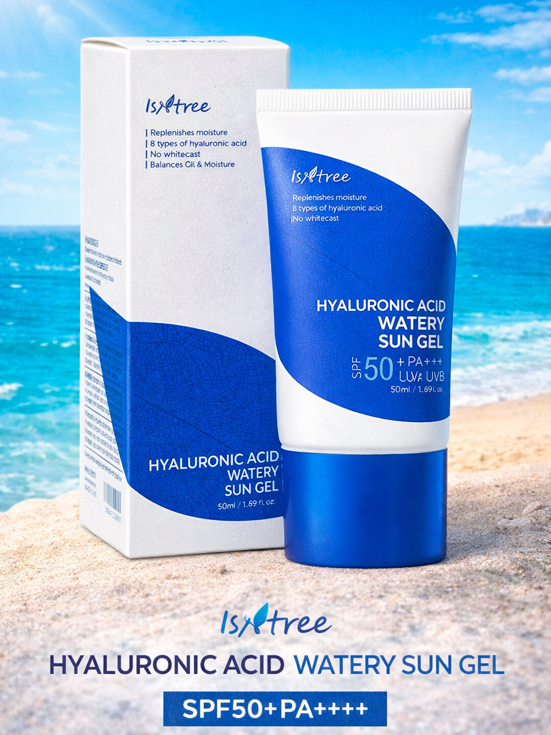 Isntree Hyaluronic Acid Watery Sun Gel SPF50+ — imej 4